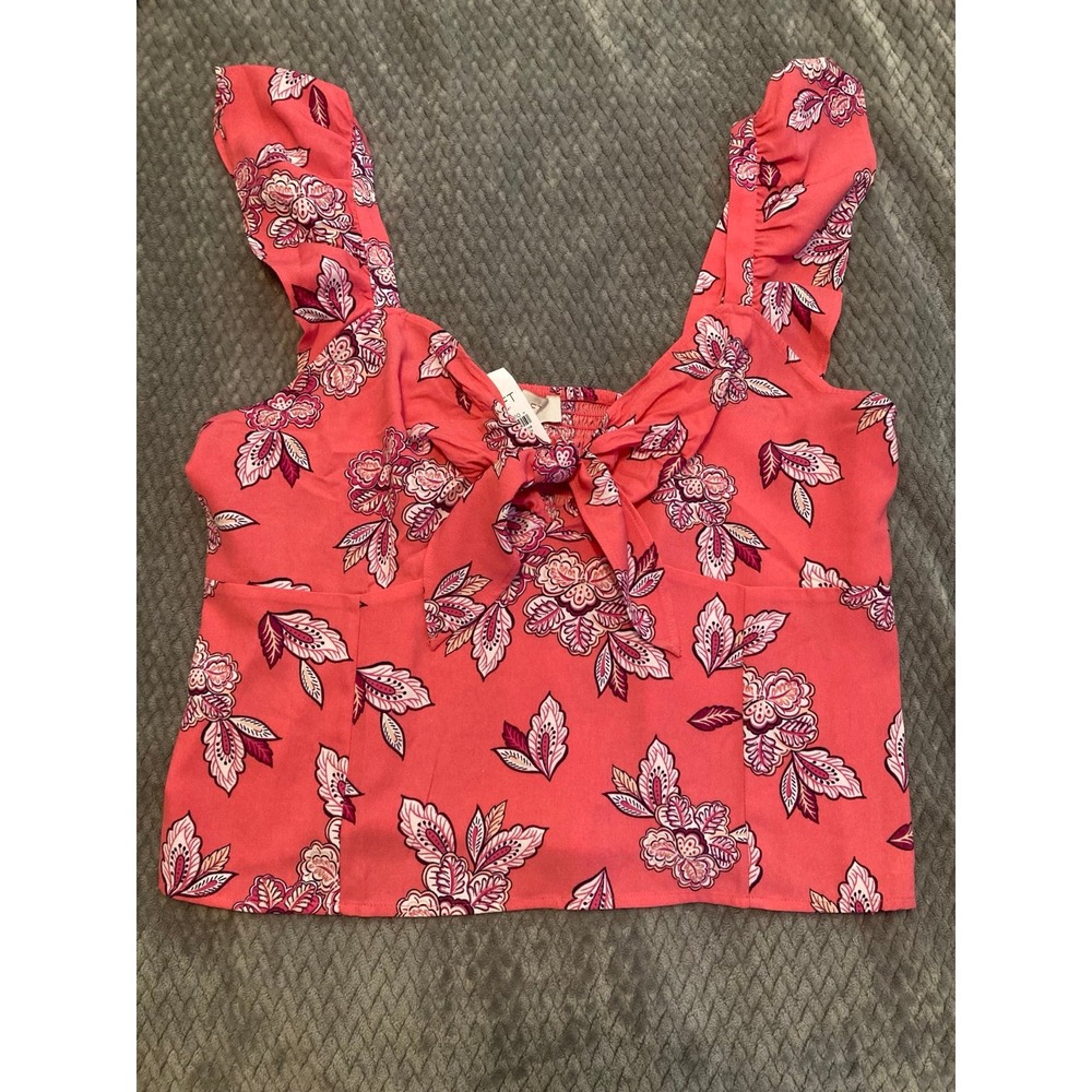 NWT Womens Sleeveless Ruffle Top by Loft Outlet - size 10- Peach
